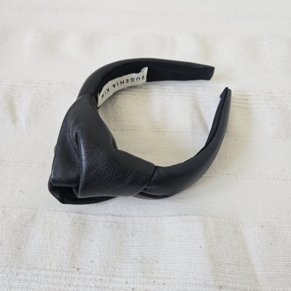 Eugenia Kim Maryn Tall Knot Black Leather Headband Retro Rare - Picture 3 of 16